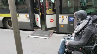 Bus with an electric ramp for power wheelchair in Parish France