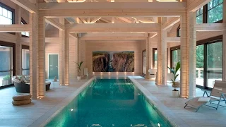 Дом с бассейном из клееного бруса в современном стиле: спа, баня, хамам. Палекс
