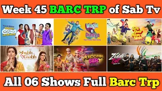 Sab Tv BARC TRP Report of Week 45 : All 06 Shows Full Barc Trp