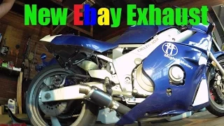 New Motorcycle Ebay Exhaust Install & Review!!