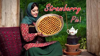 Bake Mouthwatering STRAWBERRY PIE 🍓 | Without an Oven in a Serene #village | Rural Cuisine