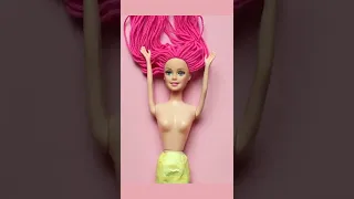 Barbie Hair Hacks 〜 Doll Makeover Transformation 〜 #DIY #shorts #barbie