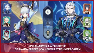 Spiral Abyss 4.6 | C0 Ayaka Freeze & C6 Neuvillette Hypercarry