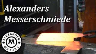 Wie man ein Santoku-Messer aus Damaszener-Stahl macht. Handwerk von Alexander Majura