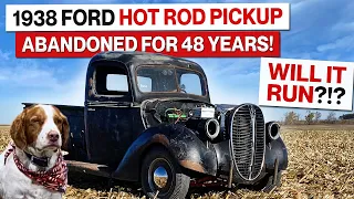 Barn Find!1938 Ford Hot Rod Pickup! OHV V8 Power!! Abandoned For 48 Years! Will It Run?!?