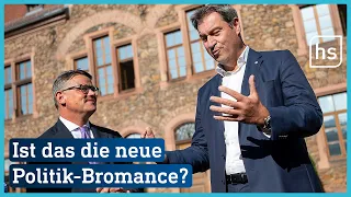 Boris Rhein und Markus Söder treffen sich nahe der bayerisch-hessischen Grenze | hessenschau