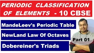 Periodic Classification Of Elements | 10  CBSE CHEMISTRY | Mandeleev's Periodic Table | Early Ideas|