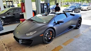 Lamborghini Huracan Spyder Test Drive LOUD Accelerations Downshifts & Revs at Lamborghini Miami