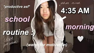 GRWM : 4:35 am productive school morning routine 2024 :) (freshman in high school)