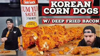 Korean Corn Dog with Deep Fried Bacon | How To Make