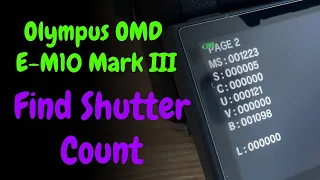 How to find Shutter Count on Olympus OMD E-M10 Mark III