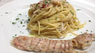Spaghetti con canocchie o cicale di mare