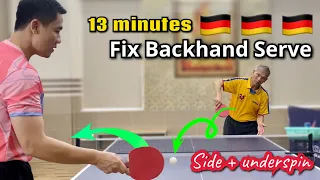 13 min know Backhand Side Serve + underspin Spin |  Ti Long corrects German officials