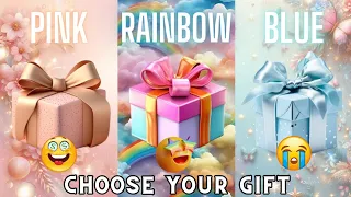 Choose your gift 🎁💝🤮|| 3 gift box challenge| Pink, Rainbow & Blue #giftboxchallenge #chooseyourgift