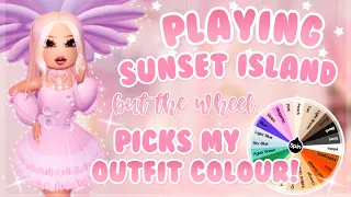 PLAYING *SUNSET ISLAND* BUT THE *WHEEL* PICKS MY *OUTFIT COLOUR!* Royale High Roblox, ft Sofia