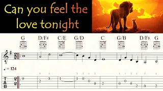 CAN YOU FEEL THE LOVE TONIGHT | ELTON JOHN | Complete version | Guitar Tutorial | TAB & Sheet Music