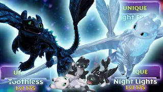 Toothless, Light Fury, and Night Lights — Max Level 175 Alpha/Titan Mode | Dragons: Rise of Berk