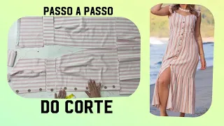 VESTIDO DE LINHO LISTRADO LINDO E FÁCIL PARA O VERÃO/DIY/PASSO A PASSO DO CORTE #passoapasso #dress