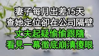 妻子每月出差15天，查她定位卻在公司隔壁，丈夫起疑偷偷跟隨，看見一幕徹底崩潰傻眼#深夜淺讀 #為人處世 #生活經驗 #情感故事