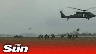 NATO troops perform air assault drill in Romania