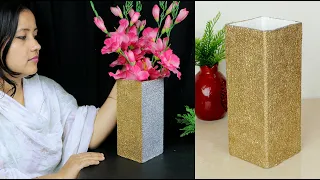 Corner flower vase making || || Cardboard flower vase For Home Decor || Paper flower vase