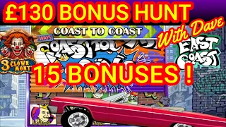 £130 BONUS HUNT OPENING - 15 BONUSES - COAST TO COAST SPINS - SURELY A PROFIT - RISE OF GIZA & MORE