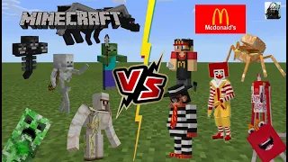 McDonalds VS Minecraft Bosses and Mobs [Minecraft PE]