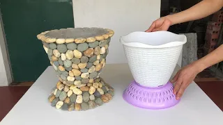 Make A Unique Potted Plant From Gravel And Cement - Beautiful And Fancy