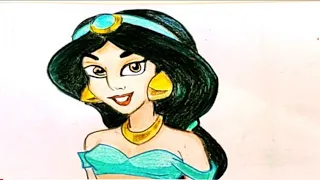 How to draw Princess Jasmine from Aladdin Disney cartoon