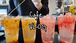 (sub)cafe vlog / 💛🧡설명절 상큼하게 보내기🧡💛 / 카페브이로그 / 컴포즈커피 / ASMR / 카페알바브이로그