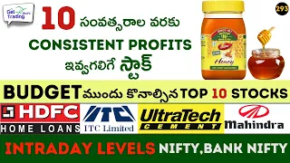 🏹Pakka Profits Stock , 10 Stocks for Budget, 🔴💚Nifty, Bank Nifty Intraday Levels, Get Trading Telugu