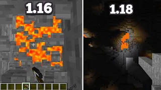 Mining Straight Down in 1.16 VS 1.18