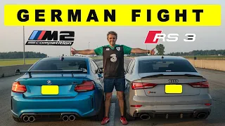 BMW M2 Competition DCT against Audi RS3, Power vs Weight! Drag and Roll Race!