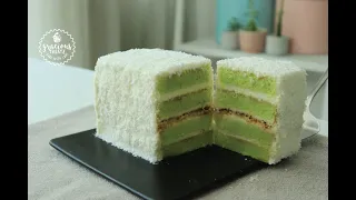 Amazing Cotton Soft Pandan Sponge Cake with Coconut Cream Frosting