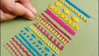 19(Nineteen) Border Stitches Hand Embroidery Tutorial,Basic Hand Embroidery Tutorial,Border Stitches