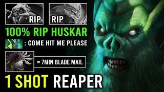 WTF First Item 7Min Blade Mail Instant 1 Shot Reaper Necrophos 100% Counter Huskar Dota 2