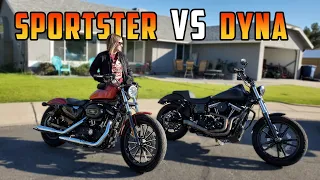 Harley Sportster vs. Dyna! A Beginner's Perspective Side By Side Comparison