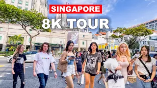 Singapore City Walking Tour in 8K | Guoco Midtown | Bugis Street | Civil District | Marina Bay 🇸🇬🌃