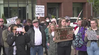 Abortion rights activists protest at Ohio Statehouse