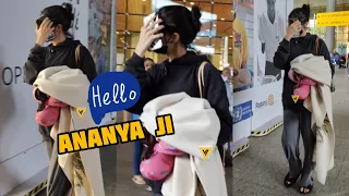 Ananya Pandey spotted at Mumbai Airport hiding her face at airport 😳💖📸✈️