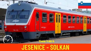 Cab ride Jesenice - Solkan on Slovenia's Bohinj Railway - train drivers view in 4K