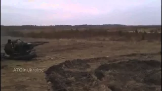 Выстрелы ВСУ из  ЗУ   23  ATO Ukraine Anti aircraft gun firing 12 05 2015