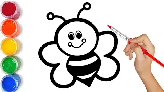 How to draw a cute bee for kids step by step | 子供用のかわいい蜂を段階的に描く方法 | 아이들을위한 귀여운 꿀벌을 단계별로 그리는 방법