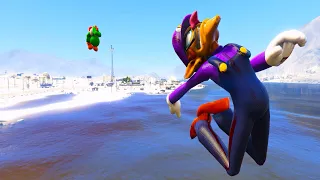 Waluigi vs Mario Luigi & Giant Yoshi Ragdoll Compilation | (GTA 5 Fails Funny Moments Ragdoll)