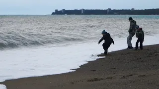 Pitsunda (Abkhazia) beach in winter | Пляж Пицунды зимой | Moments&Places