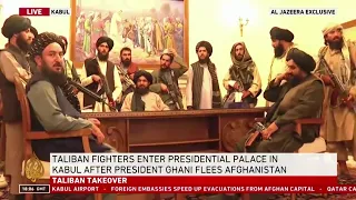 Kabul, le immagini dell'ingresso dei talebani nel palazzo del presidente Ghani poco dopo la sua fuga