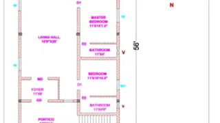 House Plan 30'×56' feet || 1680sft || North face house plan
