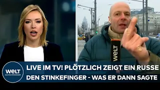 PUTINS KRIEG: Live im TV! Plötzlich zeigt ein Russe den Stinkefinger - was er dann sagte