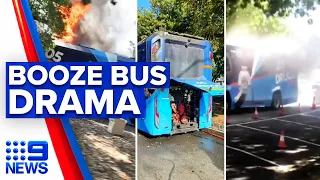 Booze buses demanded off roads after fire malfunction | 9 News Australia