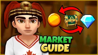 MARKET GUIDE, GEM TO GOLD CONVERSION, PIRATE FLASH QUEST | Shop Titans Gameplay